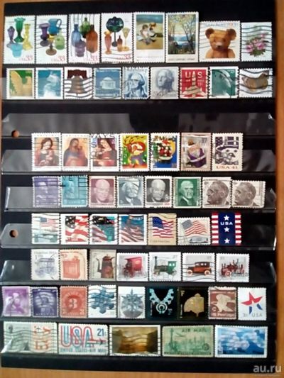 Лот: 1871263. Фото: 1. 60 разных марок США, прошедших... Марки