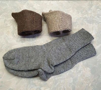 Лот: 21768310. Фото: 1. Носки ручной вязки, размер 44-45... Ткани, нитки, пряжа