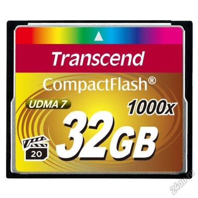 Лот: 5876429. Фото: 1. Флеш карта CF 32GB Transcend 1000X... Другое (аксессуары, расходные материалы)