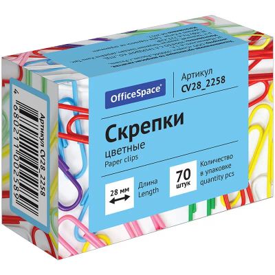 Лот: 20035439. Фото: 1. Скрепки 28мм. OfficeSpace 70 шт... Другое (канцелярские и офисные товары)