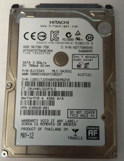 Лот: 17022713. Фото: 1. Жесткий диск Hitachi Travelstar... Жёсткие диски (HDD)