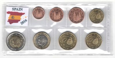 Лот: 8337611. Фото: 1. Набор монет Евро Испания 2016... Наборы монет