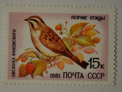 Лот: 8803767. Фото: 1. Марка (Певчие птицы "Овсянка Янковского... Марки