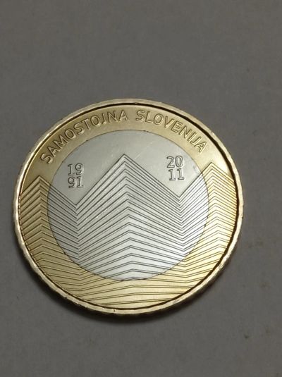 Лот: 24697859. Фото: 1. 3 евро 2011 г. Словения. 20 лет... Европа