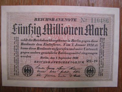 Лот: 3685018. Фото: 1. Германия 50 миллионов марок 1923... Германия и Австрия