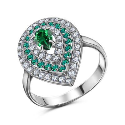 Лот: 23851806. Фото: 1. Серебряное кольцо с изумрудом... Кольца, перстни