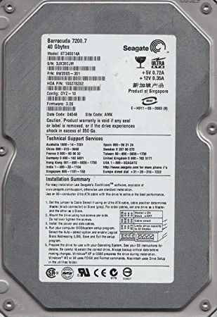 Лот: 11025971. Фото: 1. Seagate Barracuda (40Gb) IDE. Жёсткие диски (HDD)