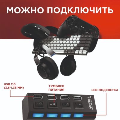 Лот: 17852012. Фото: 1. USB hub 2.0 с индивидуальными... Платы расширения, контроллеры, доп. порты