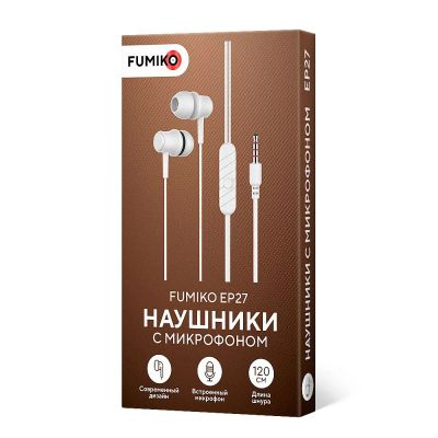 Лот: 25794276. Фото: 1. Наушники проводные FUMIKO EP27... Наушники, гарнитуры