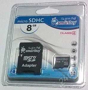 Лот: 1413157. Фото: 1. MicroSD/ SDHC 8 GB Карта памяти... Карты памяти