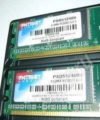 Лот: 407813. Фото: 1. DDR 512MB PC3200 Patriot PSD5124001... Оперативная память