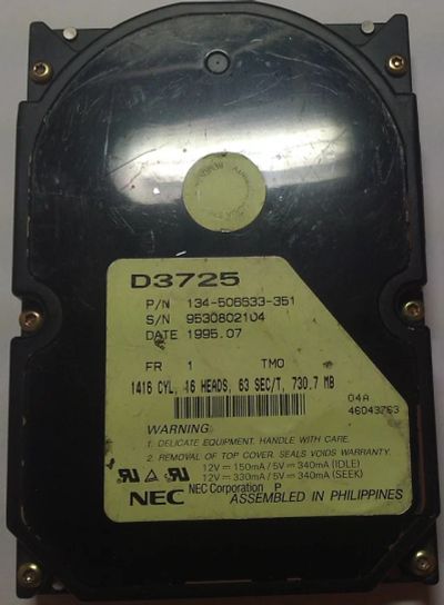 Лот: 3763835. Фото: 1. Nec / Model: D3725 / SN: 9530802104... Жёсткие диски (HDD)