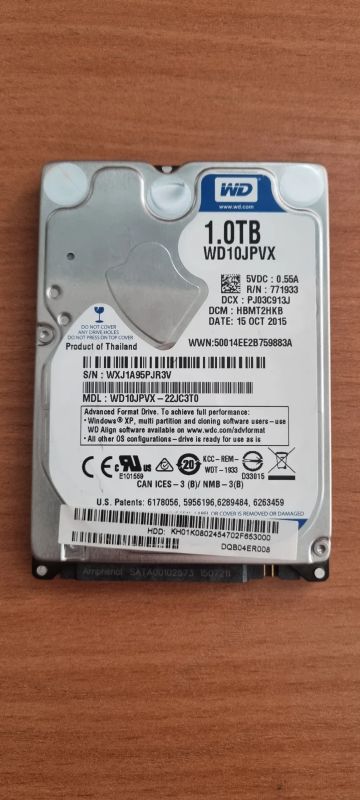 Лот: 20775299. Фото: 1. WD10JPVX терабайт за сотку. Жёсткие диски (HDD)