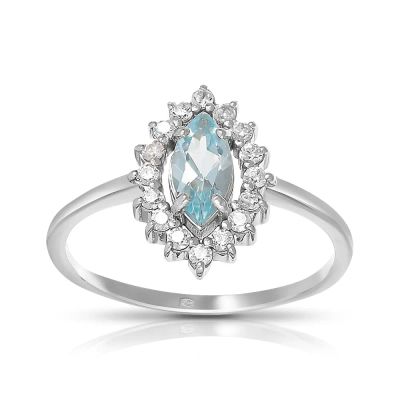 Лот: 23841865. Фото: 1. Кольцо из серебра с топазом и... Кольца, перстни