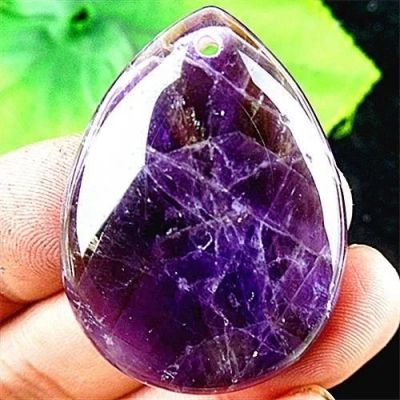 Лот: 10734176. Фото: 1. L12813 40x30x7mm аметист кулон... Драгоценные и поделочные камни