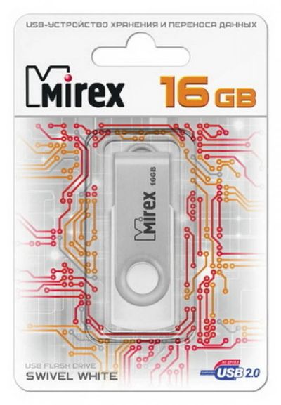 Лот: 16172797. Фото: 1. USB 16 Gb Mirex Swivel white USB... USB-флеш карты