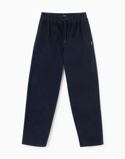 Лот: 24407292. Фото: 1. Тёмно-синие брюки Easy fit с лейблом... Брюки, шорты, джинсы