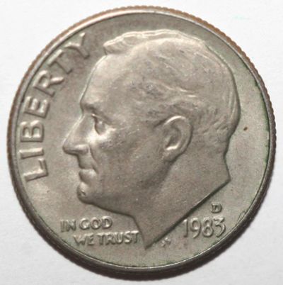 Лот: 11602707. Фото: 1. 1 дайм (10 центов) 1983 год. США... Америка