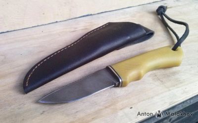 Лот: 8104004. Фото: 1. Нож кованый с кожаными ножнами... Ножи, топоры
