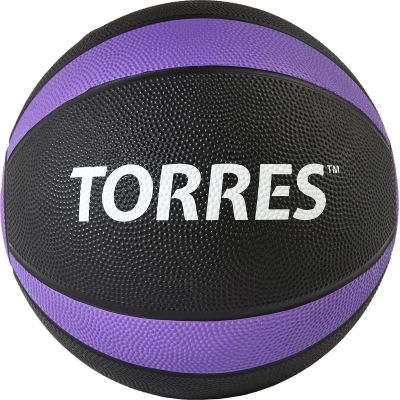 Лот: 22374783. Фото: 1. Медбол 5 кгTorres AL00225 черно-фиолетово-белый. Фитнес, аэробика и гимнастика