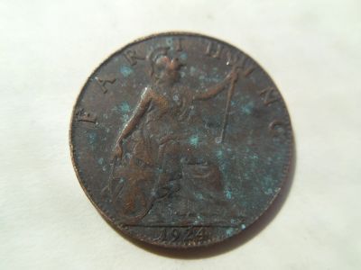 Лот: 16161363. Фото: 1. Великобритания 1 фартинг 1924. Великобритания и острова