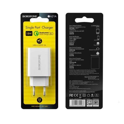 Лот: 22149724. Фото: 1. СЗУ BOROFONE BA-21A 1*USB QC3... Зарядные устройства, блоки питания, адаптеры сетевые для смартфонов
