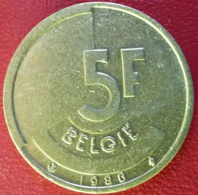Лот: 7091029. Фото: 1. Бельгия 5 франков 1986 год. Европа