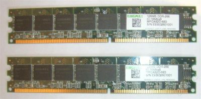 Лот: 1359766. Фото: 1. оперативка DDR 2х128 mb pc2100... Оперативная память