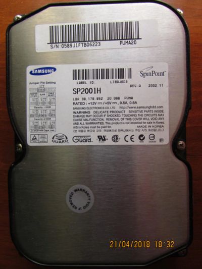 Лот: 11394857. Фото: 1. Жесткий диск 20Гб. Жёсткие диски (HDD)