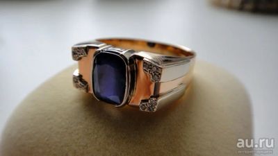 Лот: 9694729. Фото: 1. Эксклюзивная печатка с сапфиром... Кольца, перстни