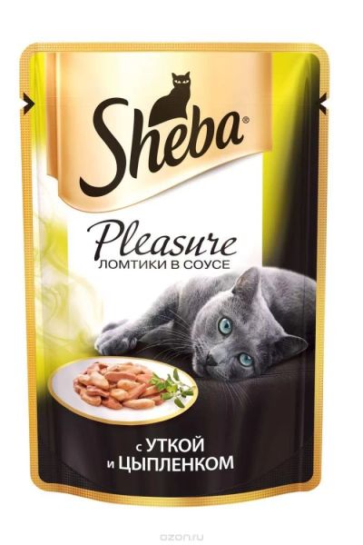 Лот: 5964351. Фото: 1. Sheba Pleasure с уткой и цыпленком... Корма