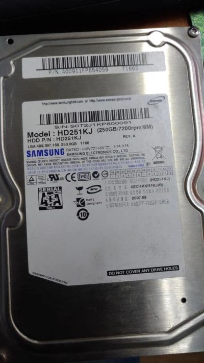 Лот: 10424223. Фото: 1. Жесткий диск Samsung 250 Гб SpinPoint... Жёсткие диски (HDD)