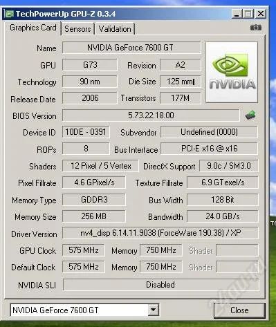 Лот: 110380. Фото: 1. Palit GeForce 7600GT. Видеокарты