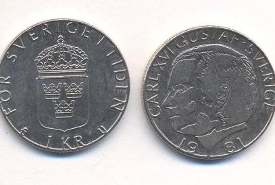 Лот: 9937951. Фото: 1. 1 крона швеция 1981 г. Европа