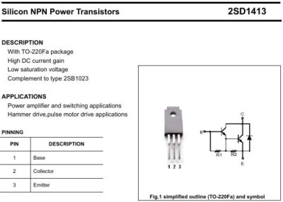 Лот: 19854378. Фото: 1. транзистор BJT 2SD1413 (mark D1413... Транзисторы