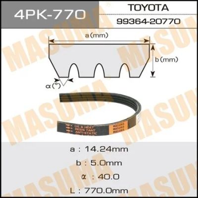 Лот: 18589860. Фото: 1. Ремень ручейковый masuma 4pk-... Расходные материалы
