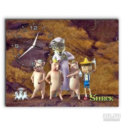 Лот: 8167076. Фото: 1. Часы 30*40 холст "Шрек". Часы настенные, настольные