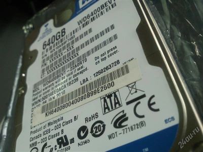 Лот: 1763170. Фото: 1. HDD WD 640gb 2.5". Жёсткие диски (HDD)