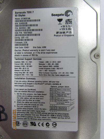 Лот: 8865692. Фото: 1. Продам жёсткий диск HDD 3,5" 60Gb. Жёсткие диски (HDD)