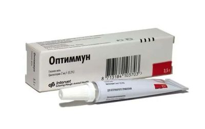 Лот: 11044778. Фото: 1. Оптиммун глазная мазь, туба 3... Лекарства для животных, ветеринарные препараты