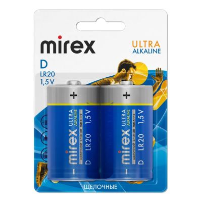 Лот: 25795540. Фото: 1. Батарейка MIREX LR20 / D 1,5V... Батарейки, аккумуляторы, элементы питания