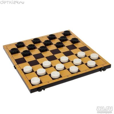 Лот: 12244611. Фото: 1. Шашки пластик, доска 30х30 см. Детские настольные игры