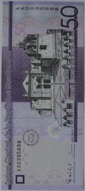 Лот: 6093596. Фото: 1. Доминикана 50 песо 2014, в обороте... Америка