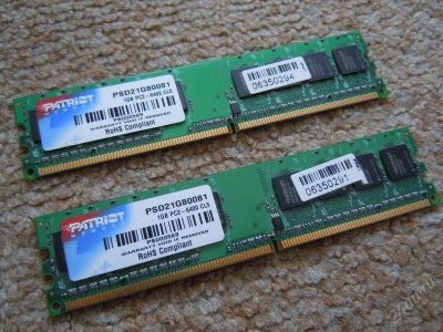 Лот: 1436496. Фото: 1. Patriot DDR-II 2x1024Mb (PC6400... Оперативная память