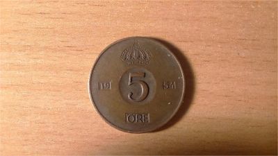 Лот: 10882389. Фото: 1. 5 эре 1954, Густав VI Адольф. Европа