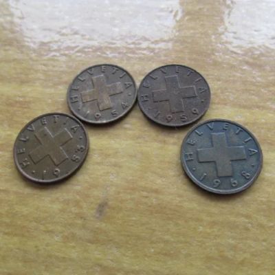 Лот: 23525472. Фото: 1. Монета 1 раппен один 1953; 1954... Европа