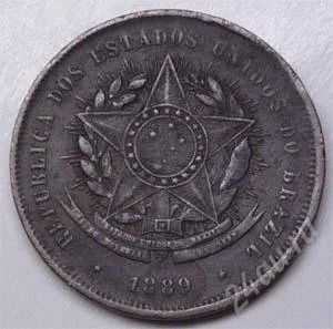 Лот: 889990. Фото: 1. Бразилия. 20 рейс 1889г. Редкость... Америка