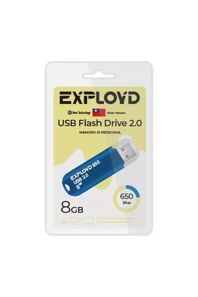 Лот: 18213039. Фото: 1. USB 8 Gb Exployd 650 синий USB... USB-флеш карты
