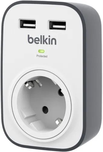 Лот: 25790179. Фото: 1. Сетевой фильтр Belkin 1 розетка... Удлинители, тройники, сетевые фильтры