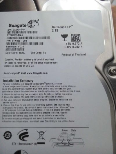 Лот: 6713687. Фото: 1. Жесткий диск Seagate 2000 GB... Жёсткие диски (HDD)